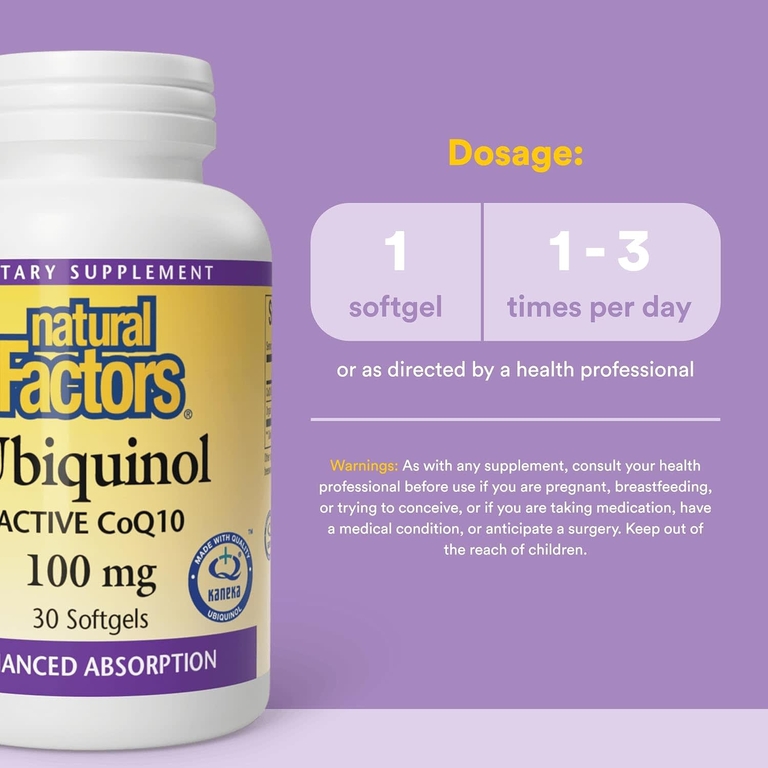 Natural Factors, убихинол, активный коэнзим Q10, 100 мг, 30 капсул