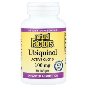Natural Factors, убихинол, активный коэнзим Q10, 100 мг, 30 капсул