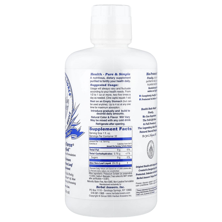 Herbal Answers, Чистая сила алоэ, Необработанный, 946 мл (32 жидк. унции)