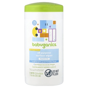 Babyganics, универсальные салфетки для поверхности, без отдушки, 75 шт. (Товар снят с продажи) 