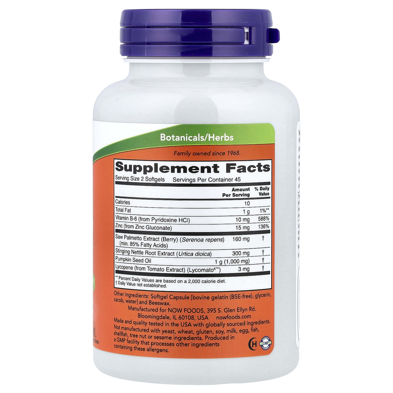 NOW Foods, комплекс для поддержки здоровья предстательной железы, 90 желатиновых капсул
