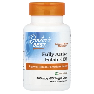 Doctor's Best, активный фолат, 400 мкг, 90 вегетарианских капсул