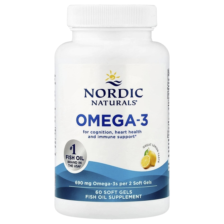 Nordic Naturals, омега-3, со вкусом лимона, 690 мг, 60 капсул (345 мг в 1 капсуле)