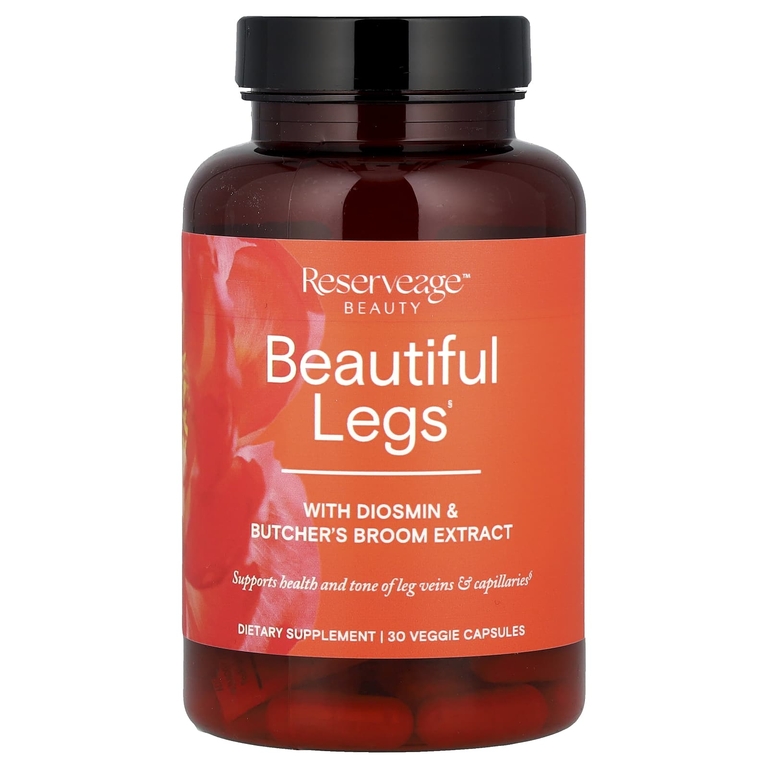 Reserveage Beauty, комплекс для здоровья вен с диосмином и ресвератролом, 30 растительных капсул