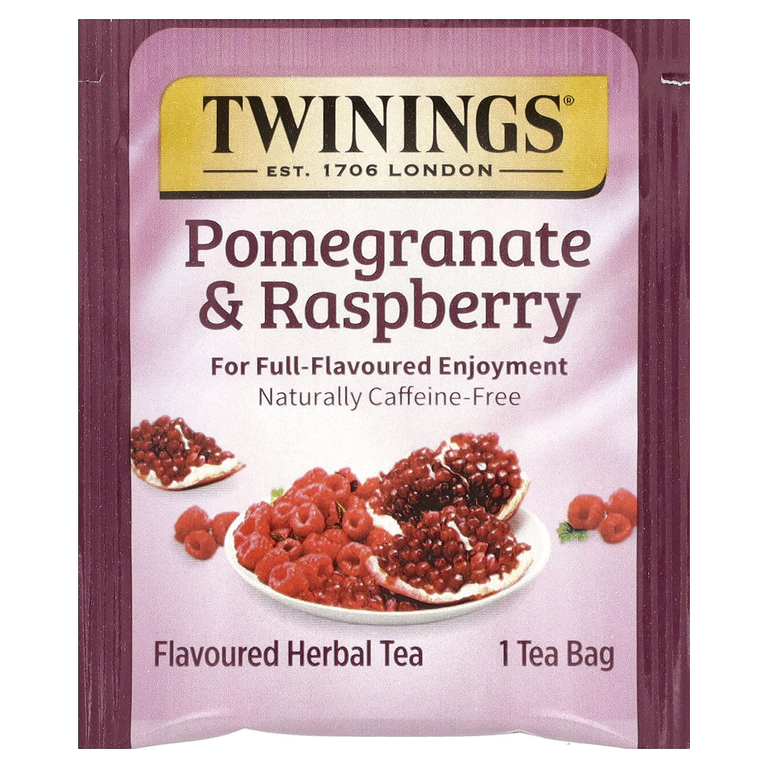 Twinings, травяной чай, гранат и малина, без кофеина, 20 чайных пакетиков, 40 г (1,41 унции)