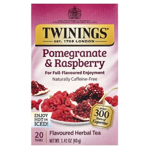 Twinings, травяной чай, гранат и малина, без кофеина, 20 чайных пакетиков, 40 г (1,41 унции)