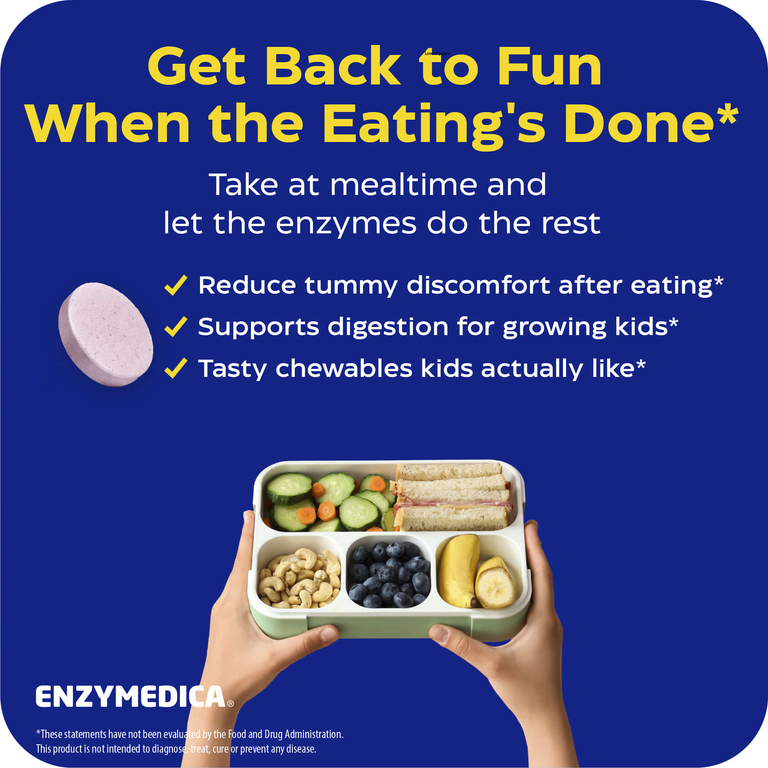 Enzymedica, пищеварительные ферменты для детей, со вкусом фруктового пунша, 90 таблеток