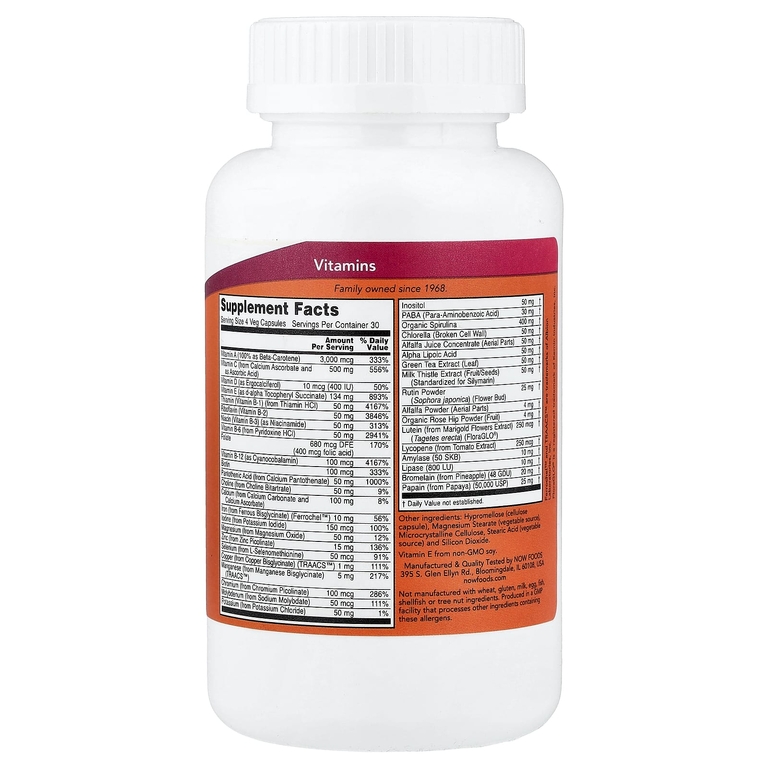 NOW Foods, мультивитамины, 120 растительных капсул