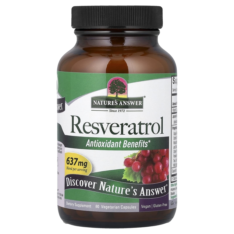 Nature's Answer, Ресвератрол, 60 вегетарианских капсул