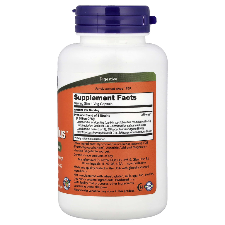 NOW Foods, Смесь пробиотиков из 8 штаммов, 120 растительных капсул