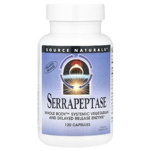 Source Naturals, серрапептаза, 120 капсул (60 000 единиц активности серрапептазы SPU в 1 капсуле)