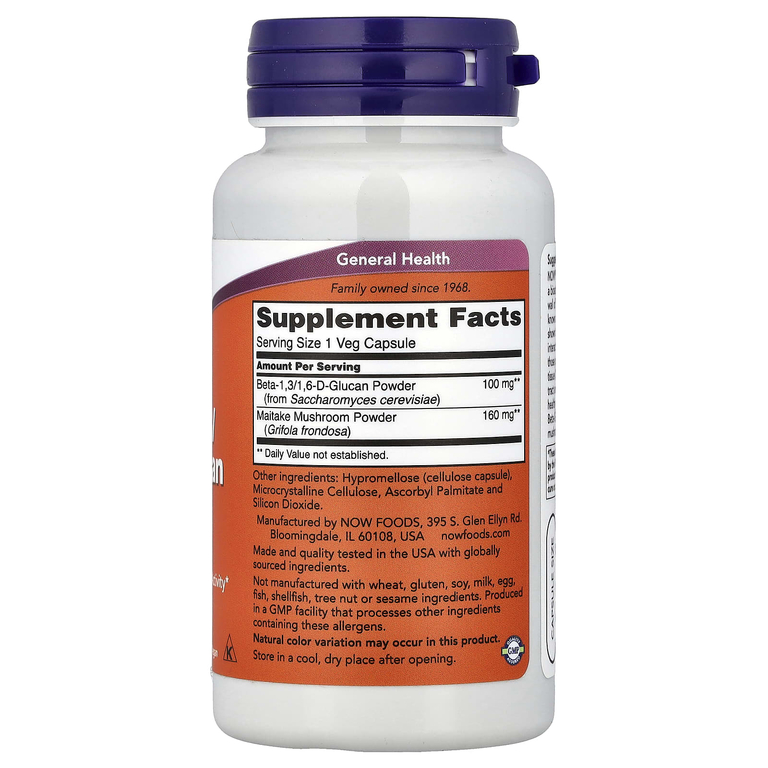 NOW Foods, бета-1,3/1,6-D-глюкан, 90 вегетарианских капсул