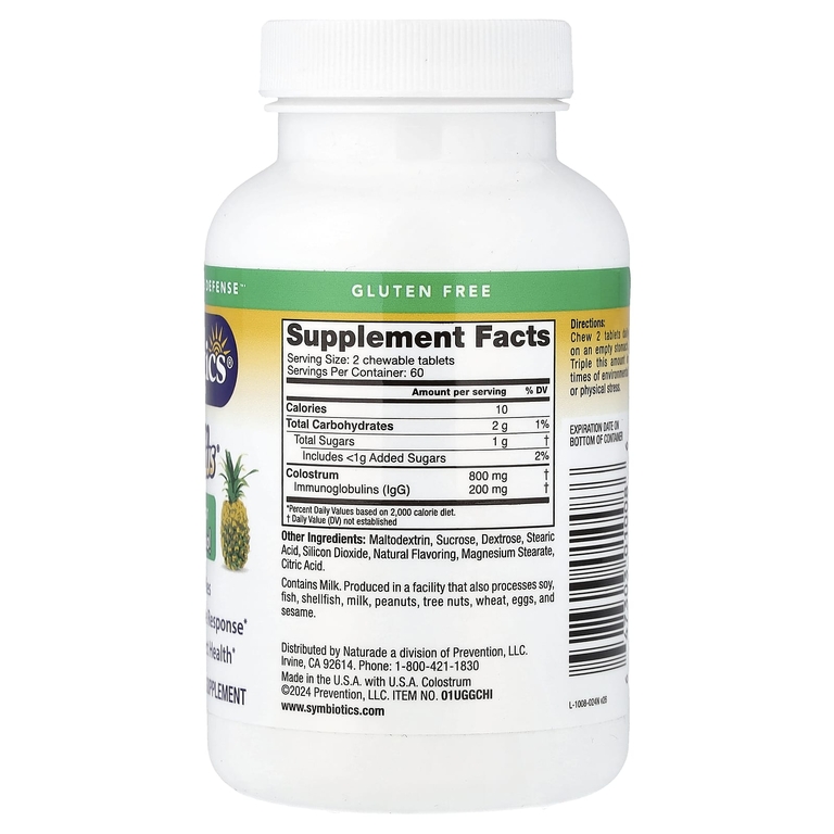 Symbiotics, симбиотики из молозива, со вкусом ананаса, 120 жевательных таблеток