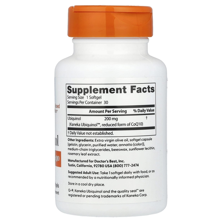 Doctor's Best, Убихинол, 200 мг, 30 желатиновых капсул