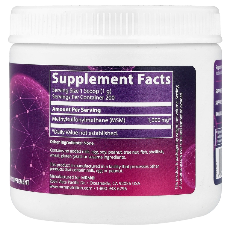 MRM Nutrition, Кристаллы МСМ (метилсульфонилметана), 1000 мг, 200 г (7,05 унции)