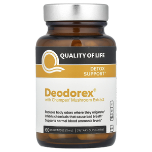 Quality of Life, Deodorex, с экстрактом грибов Champex, 500 мг, 60 растительных капсул (250 мг в 1 капсуле)