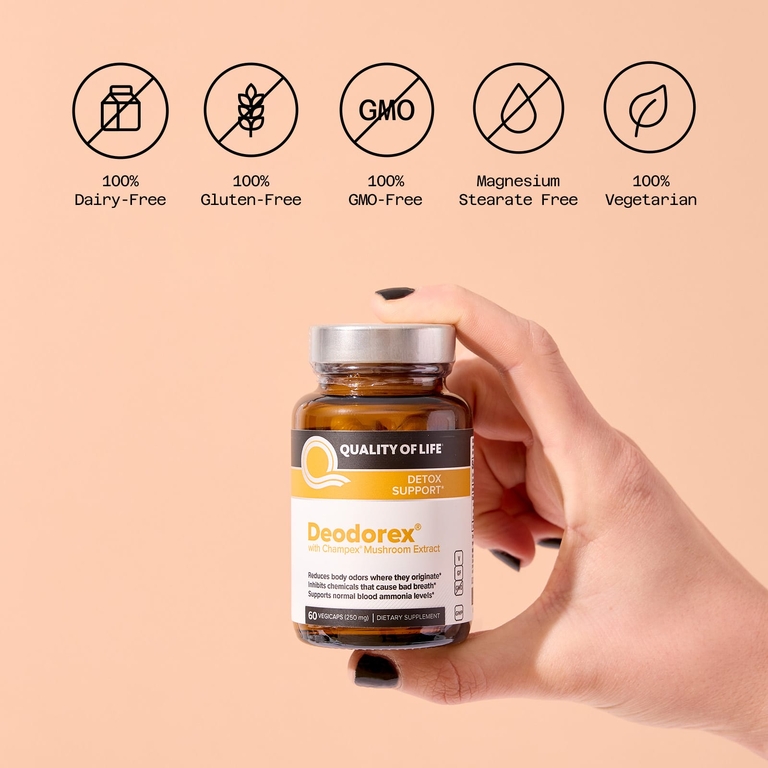 Quality of Life, Deodorex, с экстрактом грибов Champex, 500 мг, 60 растительных капсул (250 мг в 1 капсуле)