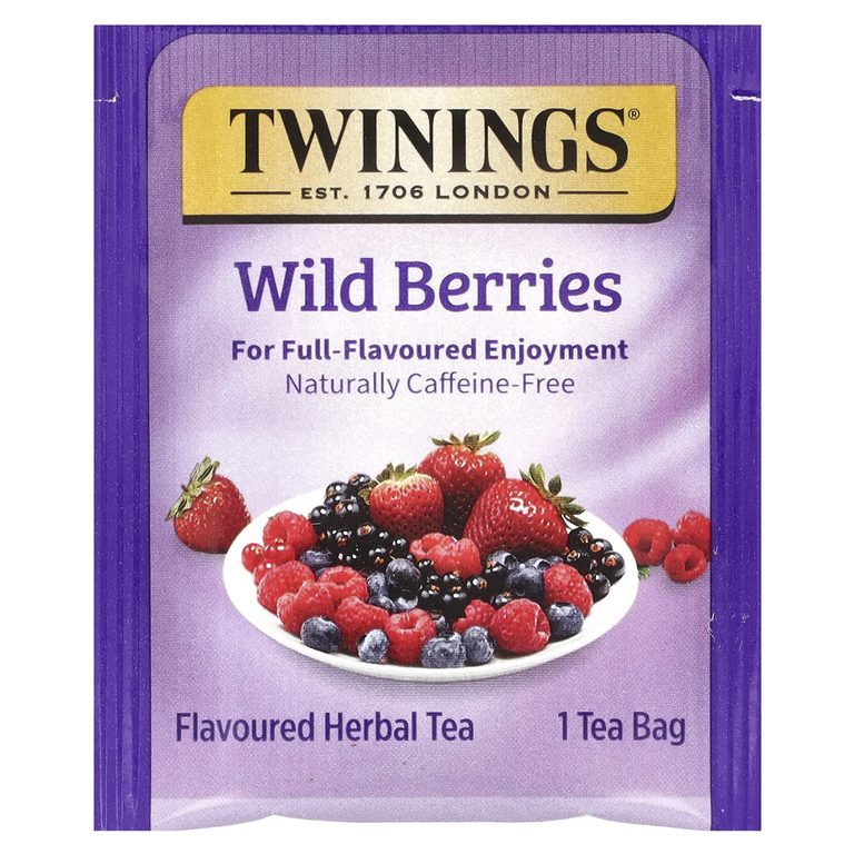 Twinings, Ароматизированный травяной чай, лесные ягоды, без кофеина, 20 чайных пакетиков, 40 г (1,41 унции)