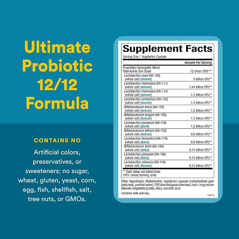 Natural Factors, Формула из 12 штаммов пробиотиков, формула 12/12, 12 млрд КОЕ, 120 вегетарианских капсул
