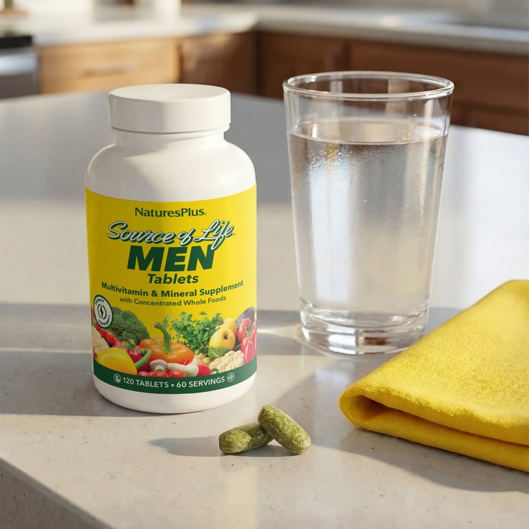 NaturesPlus, не содержащая железа поливитаминная и минеральная добавка с концентратами цельных продуктов для мужчин, 120 таблеток