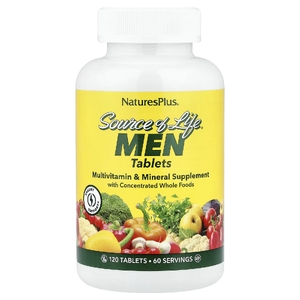 NaturesPlus, не содержащая железа поливитаминная и минеральная добавка с концентратами цельных продуктов для мужчин, 120 таблеток