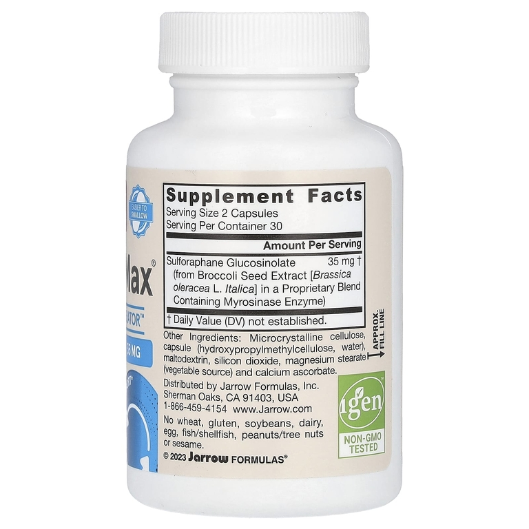 Jarrow Formulas, Сульфорафан глюкозинолат (из экстракта семян брокколи) для веганов, 60 растительных капсул (17,50 мг в 1 капсуле)