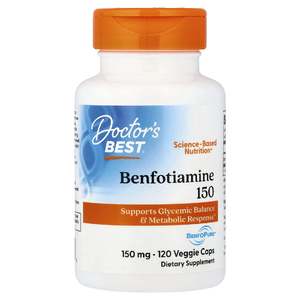 Doctor's Best, бенфотиамин 150, 150 мг, 120 растительных капсул