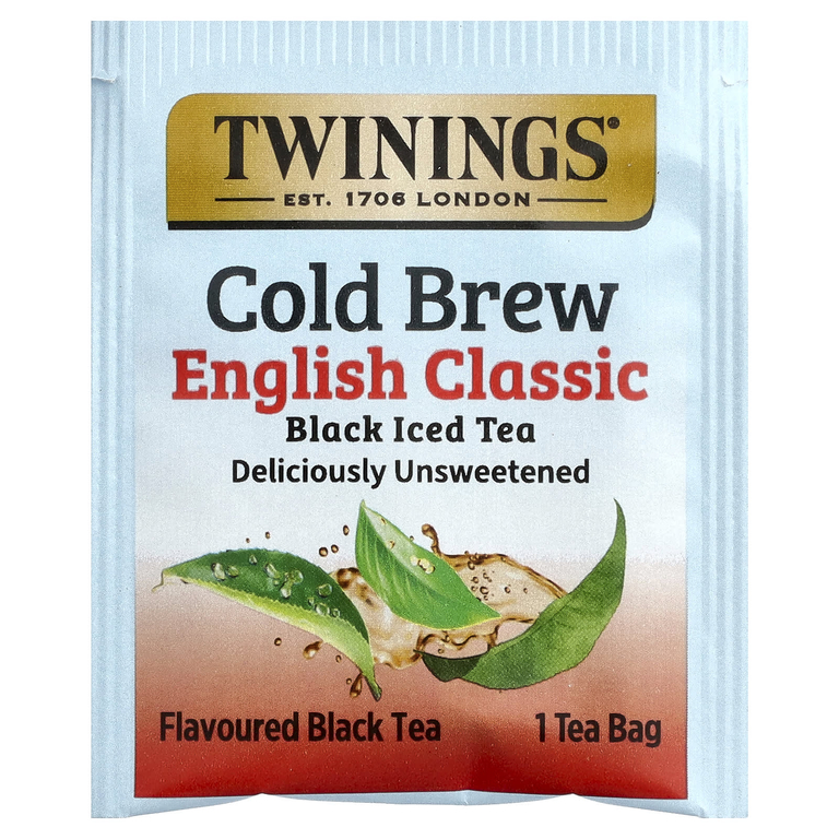Twinings, холодный холодный чай, черный чай, классический английский, без подсластителей, 20 чайных пакетиков, 40 г (1,41 унции)