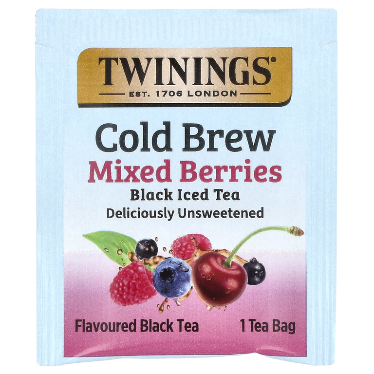 Twinings, холодный холодный чай, черный чай, смесь ягод, без подсластителей, 20 чайных пакетиков, 40 г (1,41 унции)