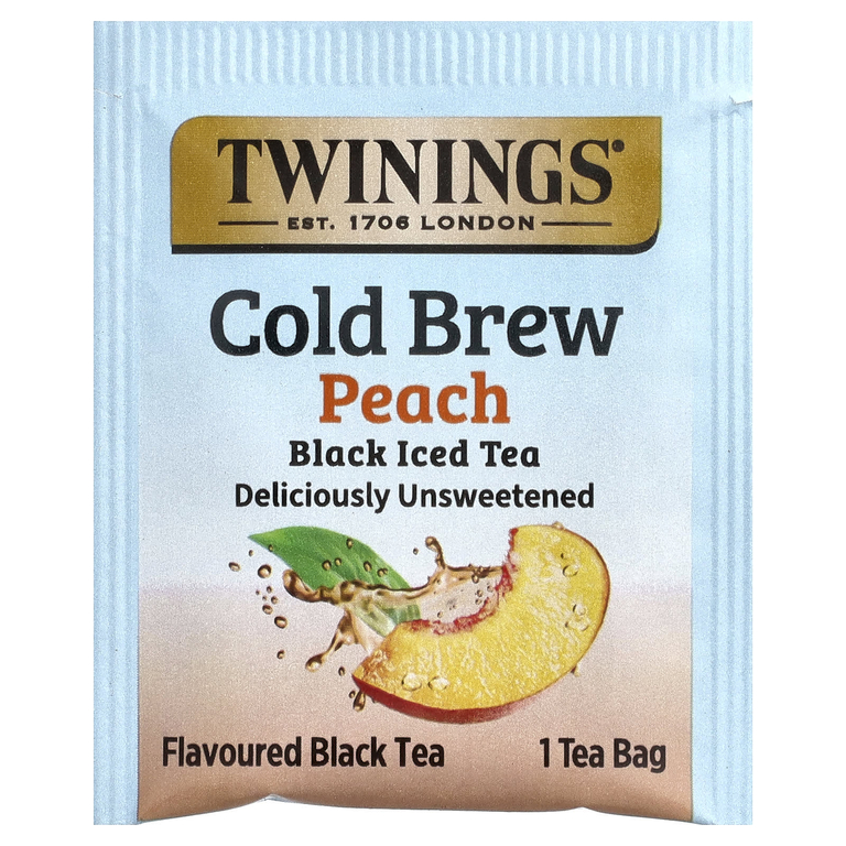 Twinings, холодный холодный чай, черный чай, персик, несладкий, 20 чайных пакетиков, 40 г (1,41 унции)