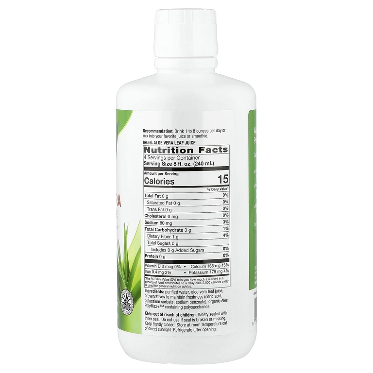 Nature's Way, сок из листьев алоэ вера, без добавок, 1 л (33,8 жидк. унции)