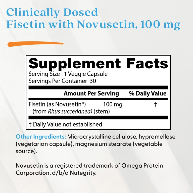 Doctor's Best, физетин, 100 мг, 30 вегетарианских капсул