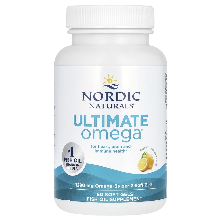 Nordic Naturals, высокоэффективные омега-3 кислоты, со вкусом лимона, 60 желатиновых капсул (640 мг в 1 капсуле)