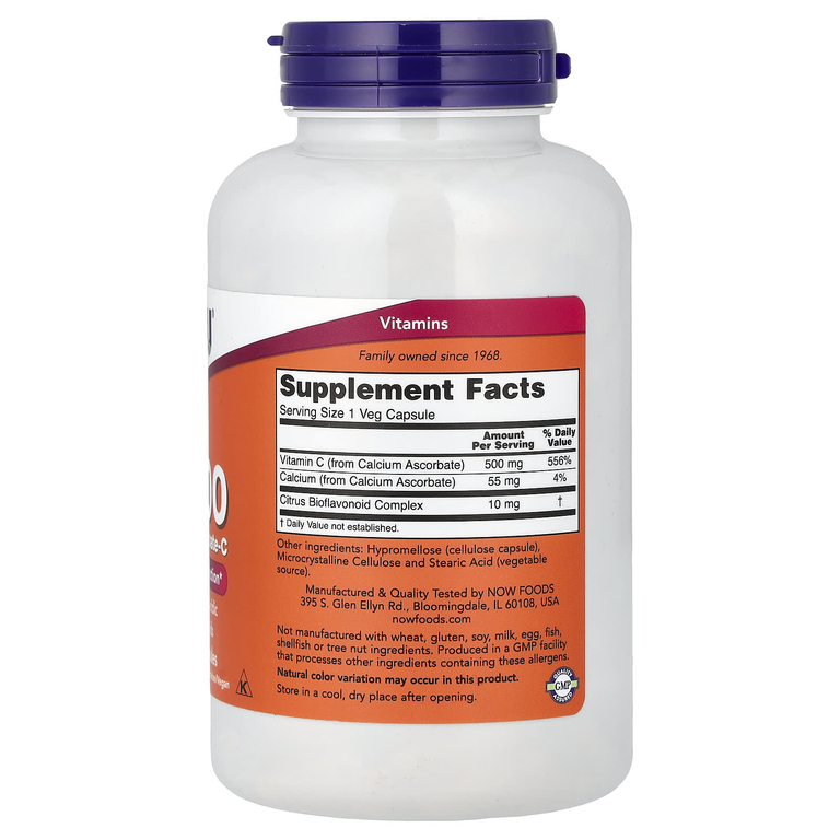 NOW Foods, C-500, аскорбат кальция-C, 250 капсул
