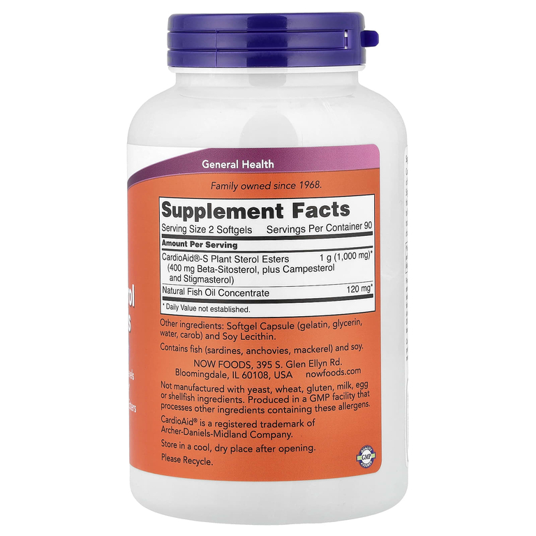NOW Foods, бета-ситостерол, растительные стеролы, 180 капсул