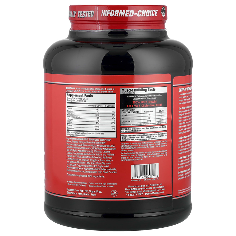 MuscleMeds, гидролизованный изолят говяжьего протеина, вкус ванили и карамели, 1775 г (3,9 фунта)