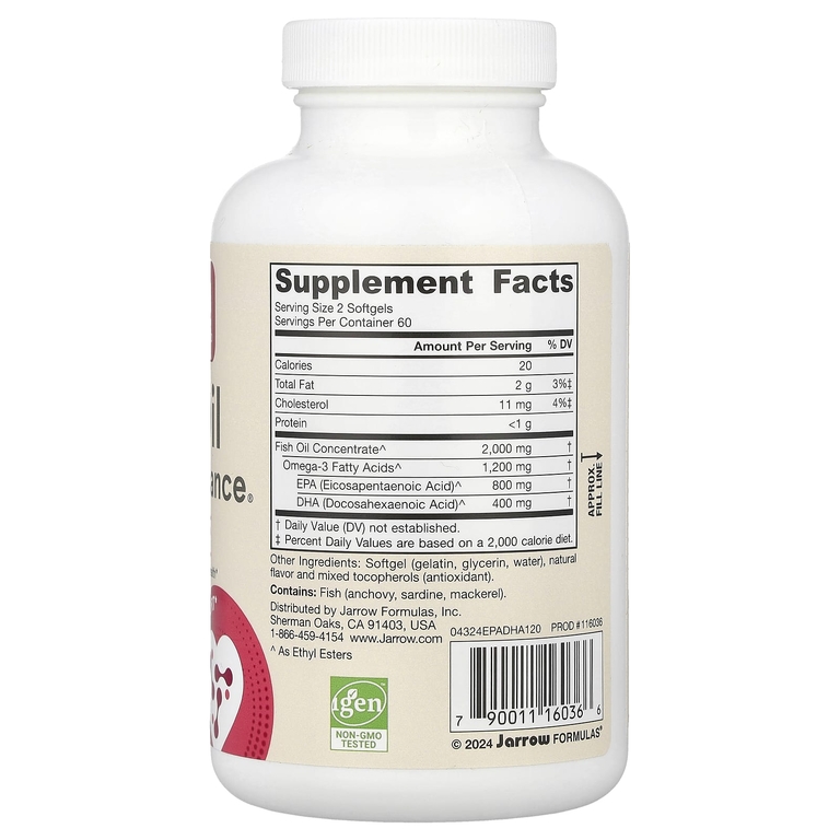 Jarrow Formulas, рыбий жир с ЭПК и ДГК, 120 капсул