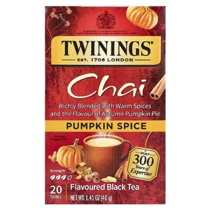 Twinings, Ароматизированный черный чай, чай, тыквенные специи, 20 чайных пакетиков, 40 г (1,41 унции)