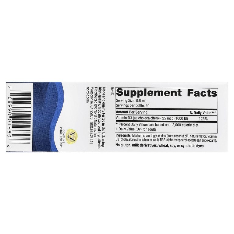 Nordic Naturals, растительный витамин D3, жидкая добавка, со вкусом яблока, 25 мкг (1000 МЕ), 30 мл (1 жидк. унция)