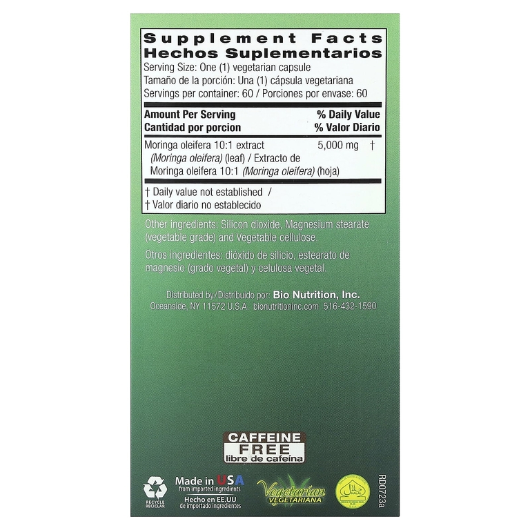 Bio Nutrition, моринга, 5,000 мг, 60 вегетарианских капсул