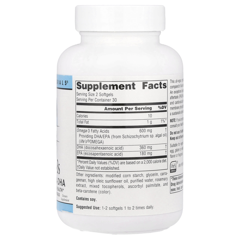 Source Naturals, омега-3 для веганов, ЭПК и ДГК из рыбы, 300 мг, 60 веганских капсул