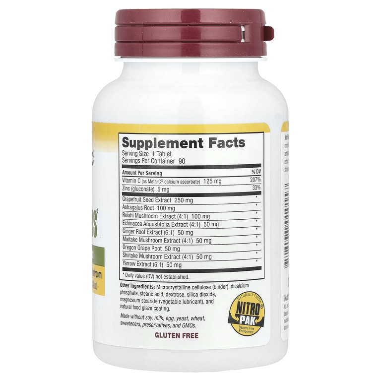 NutriBiotic, комплекс с экстрактом косточек грейпфрута, максимальная сила, 90 веганских таблеток