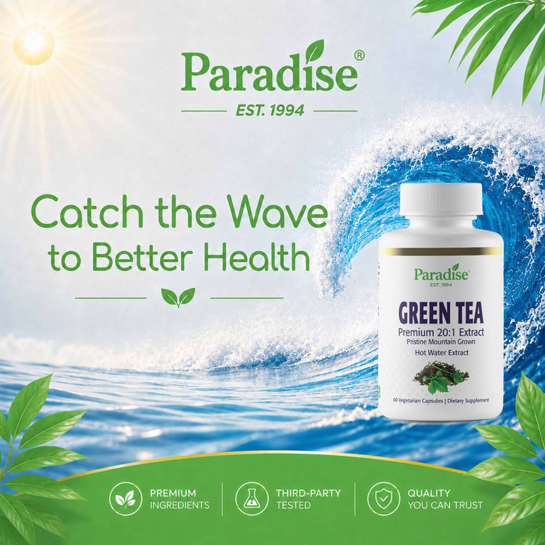 Paradise Herbs, Зеленый чай, 120 вегетарианских капсул (250 мг на капсулу)