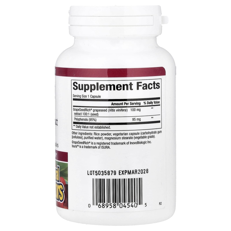 Natural Factors, экстракт виноградных косточек, 100 мг, 120 вегетарианских капсул