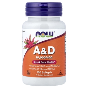 NOW Foods, витамины A и D, 100 капсул