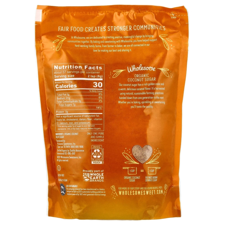 Wholesome Sweeteners, органический кокосовый сахар, 454 г (16 унций)