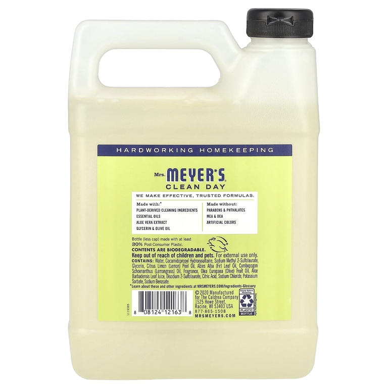 Mrs. Meyers Clean Day, Жидкое мыло для рук в экономичной упаковке с ароматом лимонной вербены, 975 мл (33 жидких унции)