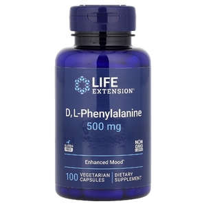 Life Extension, D, L-фенилаланин, 500 мг, 100 вегетарианских капсул