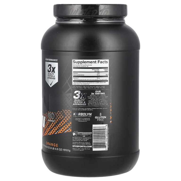 EFX Sports, углеводы, апельсин, 1950 г (4 фунта 4,8 унции)