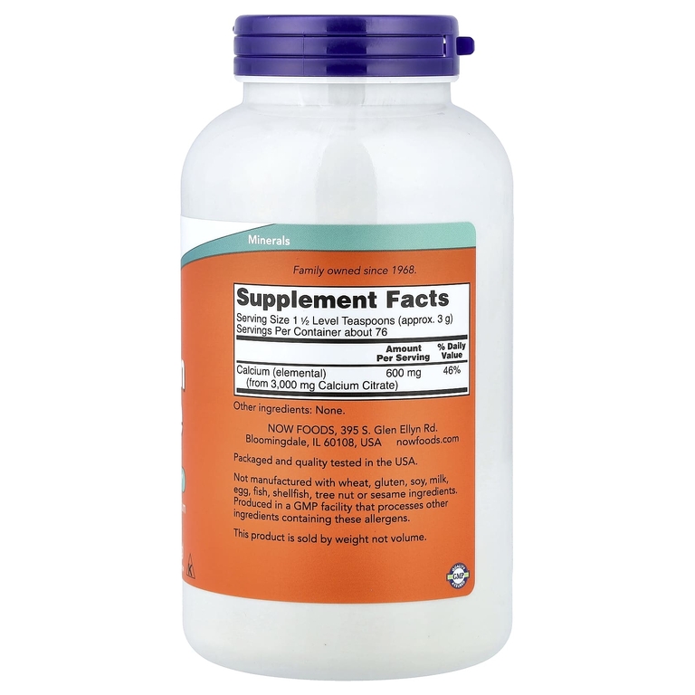 NOW Foods, цитрат кальция, чистый порошок, 227 г (8 унций)